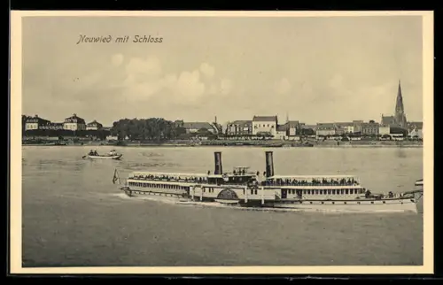 AK Neuwied, Schloss, Dampfschiff MS Borussia auf dem Rhein