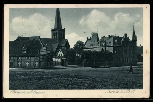 AK Bergen a. Rügen, Kirche, Post