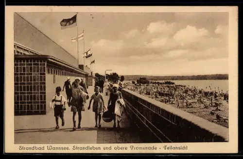 AK Berlin-Wannsee, Strandleben und obere Promenade, Teilansicht