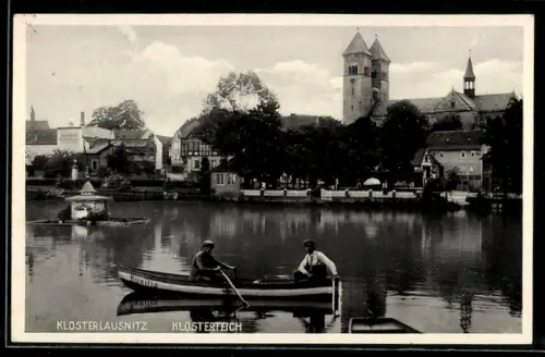 AK Klosterlausnitz i. Th., Blick über den Klosterteich auf das Kloster