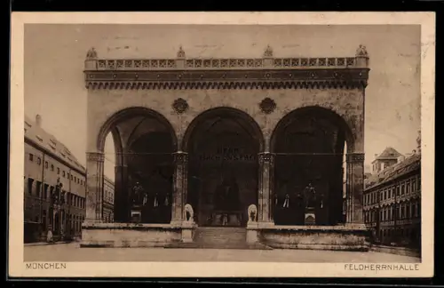 AK München, Frontalansicht der Feldherrnhalle