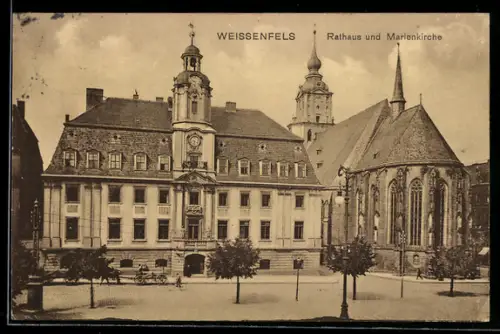 AK Weissenfels, Rathaus und Marienkirche