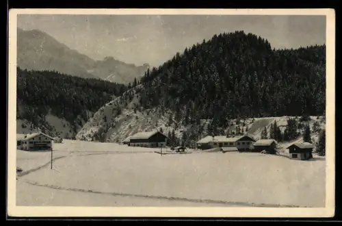 AK Elmau, Blick auf das Gut und Gasthaus im Winter