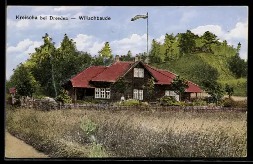 AK Kreischa, Blick zum Gasthaus Wilischbaude