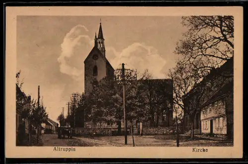 AK Altruppin, Strassenpartie mit Kirche
