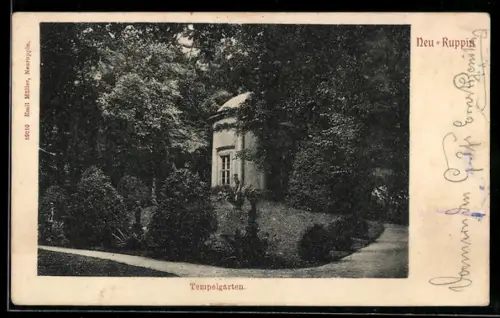 AK Neu-Ruppin, Partie im Tempelgarten