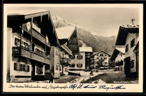 AK Marquartstein /Obb., Traditionelle Häuser im Winter