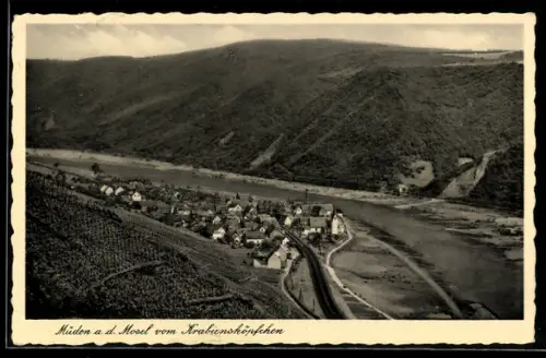 AK Müden a.d. Mosel, Gesamtansicht vom Krabensbergfelsen