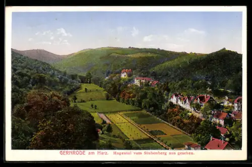 AK Gernrode am Harz, Hagental vom Stubenberg aus gesehen