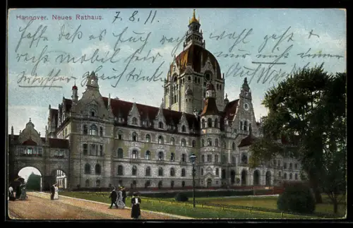 AK Hannover, Neues Rathaus, mit Tordurchgängen