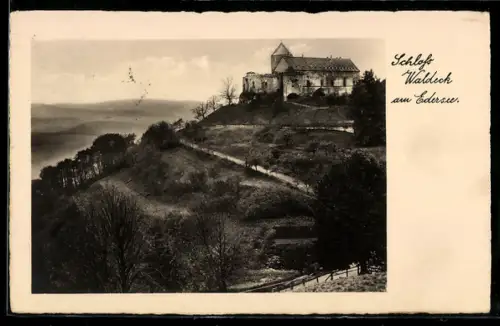 AK Waldeck am Edersee, Burg Waldeck mit Seeblick