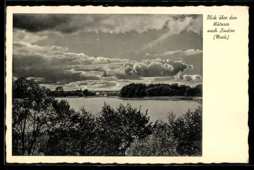 AK Lindow /Mark, Blick über den Wutzsee nach dem Ort