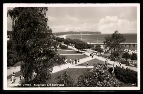 AK Göhren, Kuranlage an der Seebrücke aus der Vogelschau