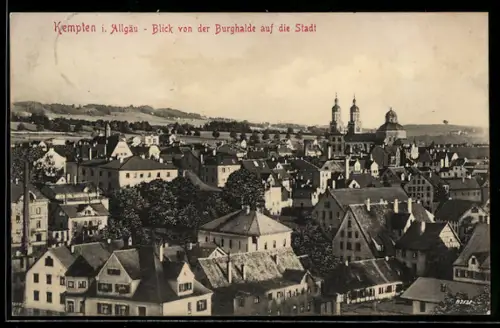 AK Kempten i. Allgäu, Blick von der Burghalde auf die Stadt