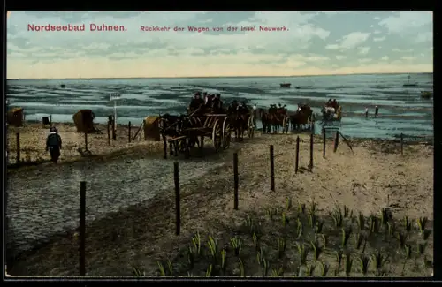 AK Duhnen /Nordsee, Rückkehr der Wagen von der Insel Neuwerk