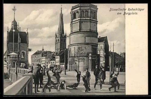 AK Düsseldorf, Radschläger am Burgplatz