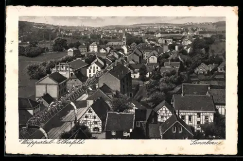 AK Wuppertal-Elberfeld, Sonnborn, Schwebebahn, Ortsansicht
