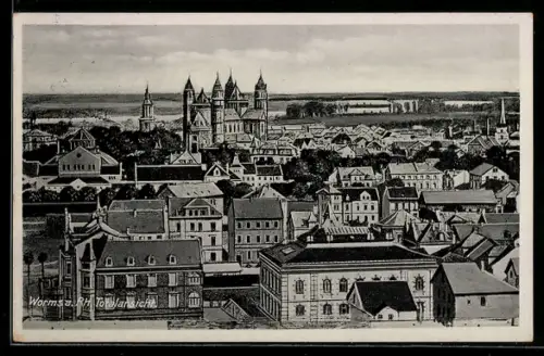 AK Worms a. Rh., Totalansicht aus der Vogelschau