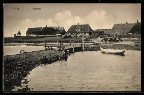 AK Hallig Langeness, Ort mit Bootsanleger