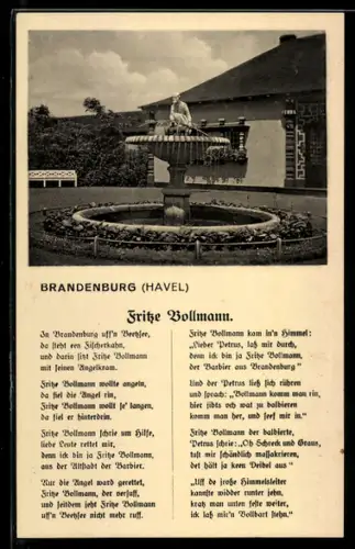 AK Brandenburg, Brunnen mit Fritze Bollmann Gedicht