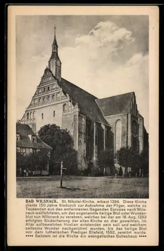 AK Bad Wilsnack, St. Nikolai-Kirche mit Strassenpartie