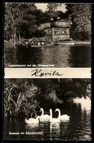 AK Kyritz, Inselrestaurant auf der Untersee-Insel, Schwanenidyll
