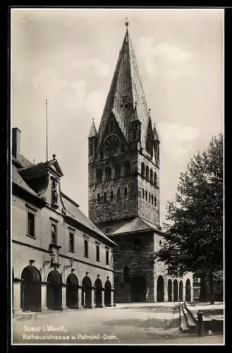 AK Soest i. Westf., Rathausstrasse mit Patroklidom