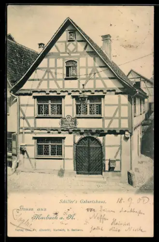 AK Marbach, Schiller`s Geburtshaus, um 1900