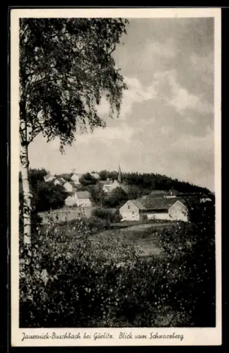 AK Jauernick-Buschbach bei Görlitz, Blick vom Schwarzberg mit Kirche