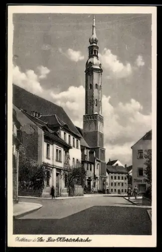 AK Zittau, Strassenpartie an der Klosterkirche