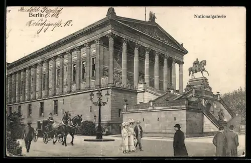 AK Berlin, Nationalgalerie mit Strassenpartie