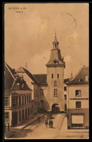 AK Moers a. Rh., Blick auf das Rathaus