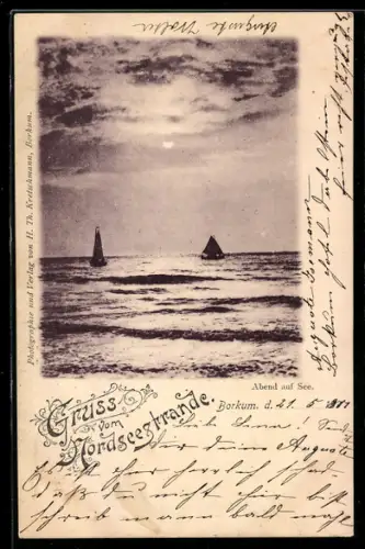 AK Borkum, Ausblick auf die Nordsee bei Abend