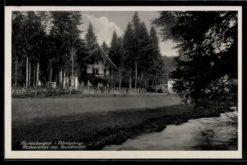 AK Marktschorgast /Fichtelgeb., Gasthaus Restauration zur Grundmühle mit Umgebung