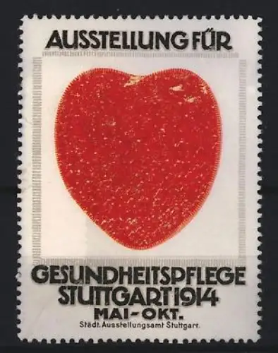 Reklamemarke Stuttgart, Ausstellung für Gesundheitspflege 1914, rotes Herz