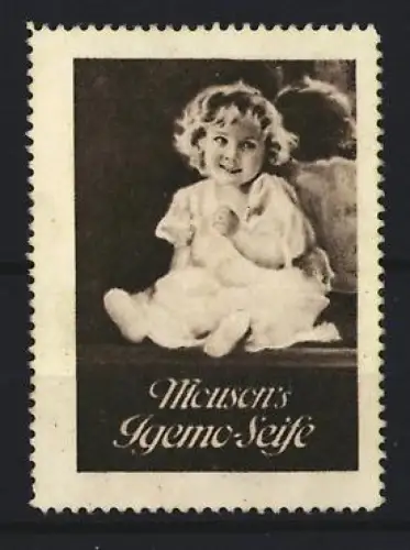 Reklamemarke Mouson`s Igemo-Seife, Kind vor Spiegel