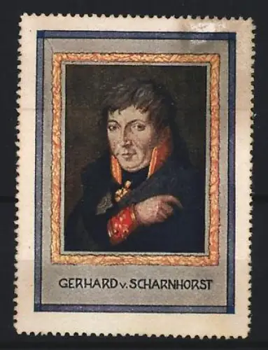 Reklamemarke Gerhard v. Scharnhorst, Porträt in Uniform