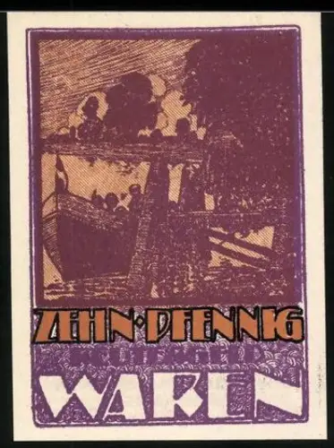 Notgeld Waren /Müritz 1921, 10 Pfennig, Boot am Anleger