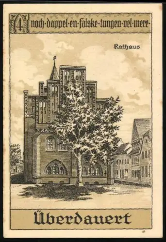 Notgeld Perleberg 1921, 50 Pfennig, Rathaus und Geldbörse mit Münzen