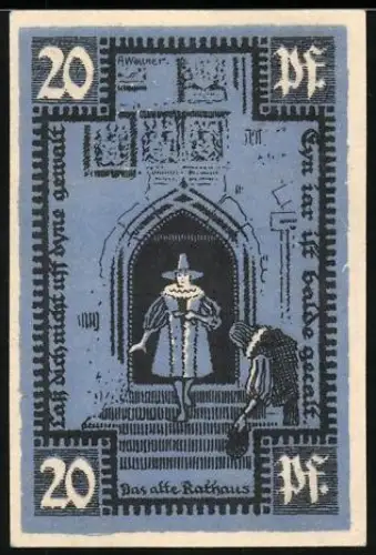 Notgeld Merseburg 1921, 20 Pfennig, Das alte Rathaus und Wappenschlüssel