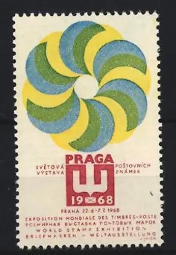 Reklamemarke Praga, Weltbriefmarkenausstellung 1968, Spiralmuster
