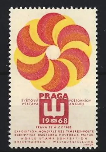 Reklamemarke Praga, Welt-Briefmarkenausstellung 1968, abstrakte Blume