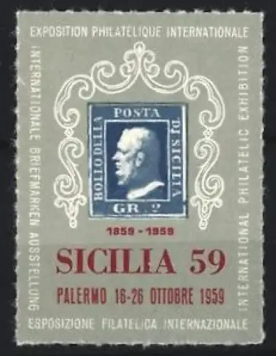 Reklamemarke Palermo, Sicilia 59, Briefmarkenausstellung 1959