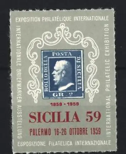 Reklamemarke Palermo, Briefmarkenausstellung 1959, Briefmarke