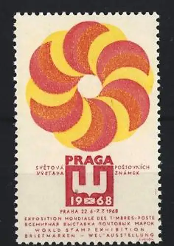 Reklamemarke Praga, Briefmarken-Weltausstellung 1968, Spiralemblem