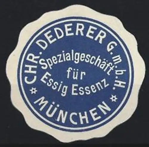 Reklamemarke München, Chr. Dederer GmbH, Essig Essenz