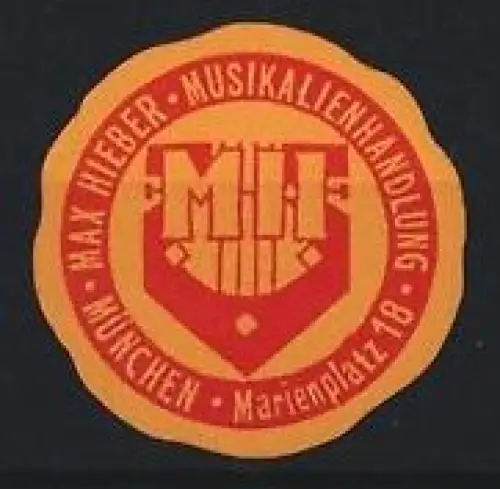 Reklamemarke München, Max Hieber Musikalienhandlung, Marienplatz 18