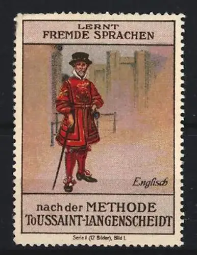Reklamemarke Toussaint-Langenscheidt, Lernt Fremde Sprachen, Englischer Wächter