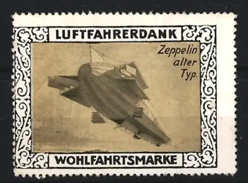 Reklamemarke Zeppelin, alter Typ, Luftschiff im Himmel