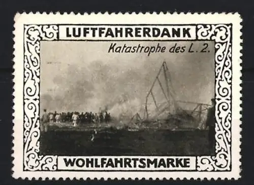 Reklamemarke Katastrophe des L. 2., Luftschiffwrack